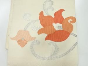 アンティーク　綴れ花唐草模様織出し名古屋帯